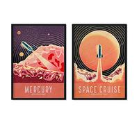 Nacnic Set decollo del pacchetto. Poster con illustrazioni dettagliate di spazio. Immagini colorate di satelliti, stelle e pianeti. Decorazione d'interni. Dimensioni A3 con telaio.