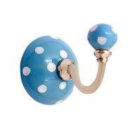 Nacnic Set di 2 ganci rotonde in ceramica 63 mm | Appendiabiti blu con pois | Ideale per completare tutti i tipi di stanze. Eleganti ganci multiuso.