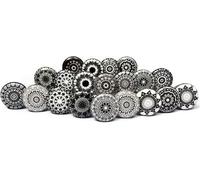 Set di 20 pomelli in ceramica con diversi disegni floreali, dipinti a mano. Maniglie artigianali per armadi, cassetti, cassettiere e appendiabiti. Pomelli classici da 38 mm di diametro.