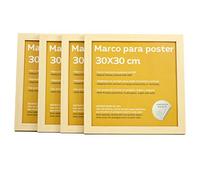 Nacnic Set di 4 cornici noce 30x30cm, ideali sia da appendere alla parete che da appoggiare su scrivanie o altri mobili. Per incorniciare foto, disegni, attestati o diplomi.