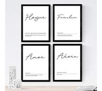 Nacnic Set di 4 fogli di parole My Home, formato A4, poster carta 250 gr. Con cornice