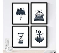 Nacnic Set di 4 fogli di tempo nella foresta, in misura A3, carta poster 250 gr. Con Marco.