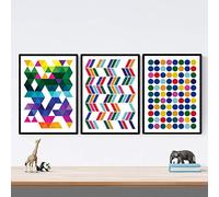 Nacnic set di 4 stampe artistiche in nordico e scandivano Colori geometrici. Stampato su carta da 250 gr. Decorazione interna. 30x40 senza cornice.