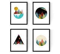 Nacnic set di 4 stampe artistiche in nordico e scandivano Paesaggi. Stampato su carta da 250 gr. Decorazione interna. A4 con cornice.