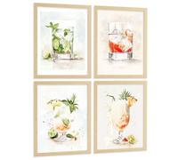 Nacnic Set Di 4 Stampe Cocktail E Vino Acquerello Quadri Calici Colorati Negroni Tropicale Arredo Bar Cucina A3 Senza Cornice