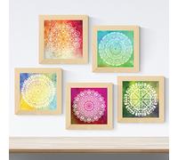 Nacnic set di 5 stampe artistiche 20x20cm tema MANDALA. Disegni con Decorazioni domestiche, di una profonda spiritualità.