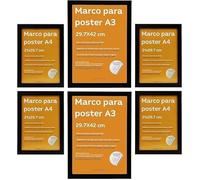 Nacnic - Set di 6 Cornici - Legno MDF Nero e Plexiglas - 2 Cornici A3 e 4 Cornici A4 - Poster con Foto Decorazione da Parete per Casa Negozio Ufficio