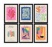 Nacnic Set di 6 illustrazioni artistiche di Henri Matisse. Collezione di dipinti decorativi del famoso artista. Fauvismo e Impressionismo. Stampe per Interior Design e Decorazione. A3 Cornici nere.