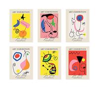Nacnic Set di 6 illustrazioni artistiche di Joan Miró. Collezione di dipinti decorativi nello stile della galleria d'arte del famoso artista. Stampe per Interior Design e Decorazione.A3.