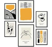 Nacnic Set di 6 poster a inchiostro nero. Casa. Stampe Artistiche e Astratte per Interior Design e Decorazione. A3 & A4, senza cornici.