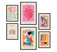 Nacnic set di 6 poster artistici Matisse. Collezione di fogli con illustrazioni e forme colorate per la decorazione d'interni. Formati A3 e A4. Senza cornice.