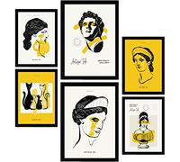 Nacnic Set di 6 poster con inchiostri gialli e neri. Busti. Stampe estetiche ispirate alla mitologia greca per l'interior design e la decorazione. A3 & A4, senza cornici.