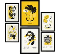 Nacnic Set di 6 poster con inchiostri gialli e neri. Sessualità. Stampe estetiche ispirate alla mitologia greca per l'interior design e la decorazione. A3 & A4, senza cornici.