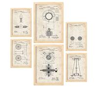 Nacnic Set di 6 poster di brevetti Elettricità 2 Poster con illustrazioni di brevetti retrò per la tua casa. Decorazione interna in stile vintage. Dimensioni A4 e A3. Con cornice.