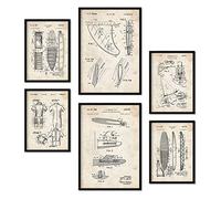 Nacnic Set di 6 poster di brevetti Surf. Poster con illustrazioni di brevetti retrò per la tua casa. Decorazione interna in stile vintage. Dimensioni A4 e A3. Senza cornice.