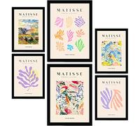 Nacnic Set di 6 Poster di Henri Matisse. Vegetazione. Stampe di fauvismo e arte astratta per l'interior design e la decorazione. A3 & A4, cornici nere.