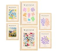 Nacnic Set di 6 Poster di Henri Matisse. Vegetazione. Stampe di fauvismo e arte astratta per l'interior design e la decorazione. A3 & A4, cornici color legno.