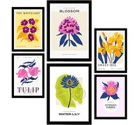 Nacnic Set di 6 poster floreali. Dolcezza. Stampe Naturali e Botaniche per Interior Design e Decorazione. A3 & A4, cornici nere.