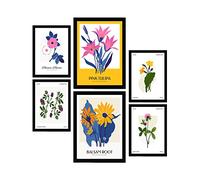 Nacnic Set di 6 poster floreali. Mazzi Selvatici. Stampe Naturali e Botaniche per Interior Design e Decorazione. A3 & A4, cornici nere.