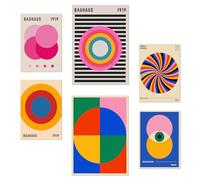Nacnic Set di 6 poster Forme Geometriche Bauhaus Colori Vivaci illustrazioni di design per decorare le pareti di casa. Camere, negozi A3 e A4 Senza cornice
