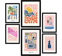 Nacnic Set di 6 Poster Minimalismo in Colori Pastello. Dolce casa. Stampe di paesaggi e natura per l'interior design e la decorazione. A3 & A4, senza cornici.