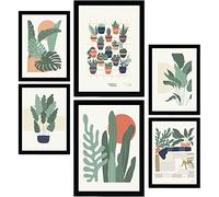 Nacnic Set di 6 Poster Minimalismo in Colori Pastello. Piante del deserto. Stampe di paesaggi e natura per l'interior design e la decorazione. A3 & A4, cornici nere.
