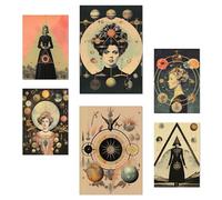 Nacnic Set di 6 poster Surreal Collage Beige e Nero Stile Esoterico Mistico illustrazioni di design per decorare le pareti di casa. Camere, negozi A3 e A4 Senza cornice