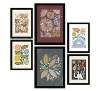 Nacnic Set di 6 stampe di collezione di stampe floreali in stile etnico. Cornici decorative estetiche per il tuo soggiorno, camera da letto, casa. Stampa di arte da parete. Dimensioni A4 e A3