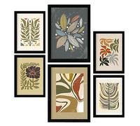 Nacnic Set di 6 stampe di pianta in collezione di stampe in stile etnico. Cornici decorative estetiche per il tuo soggiorno, camera da letto, casa. Stampa di arte da parete. Dimensioni A4 e A3