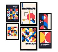 Nacnic Set di 6 stampe in stile Bauhaus 2 Stampe di collezione di design geometrica Stampe decorative estetiche per il tuo soggiorno, camera da letto, casa Dimensioni A4 e A3