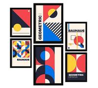 Nacnic Set di 6 stampe in stile Bauhaus 5 Stampe di collezione di design geometrica Stampe decorative estetiche per il tuo soggiorno, camera da letto, casa Dimensioni A4 e A3