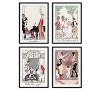 Nacnic Set di fogli vintage Poster con opere d'arte Art Deco dell'artista francese George Barbier. Decorazione d'interni. Dimensione A4.