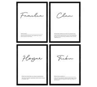 Nacnic - Set di quattro fogli con definizioni di parole per la famiglia su sfondo bianco, poster formato A3, senza cornice (lingua italiana non garantita)