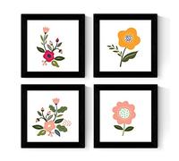 Nacnic Set di quattro fogli di forma quadrata con le illustrazioni di fiori vistosi rosa e le arance Dimensioni 25x25 cm stile scandinavo Nordico senza telaio