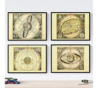 Nacnic Set di quattro piatti con antiche mappe astronomiche. Poster mappe astrologiche in formato A4