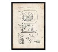 Nacnic stampa artistica brevetto casco da vigile del fuoco, sfondo vintage. Disegno d'igegneria, vecchie invenzioni e brevetti