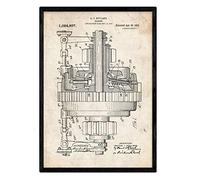 Nacnic stampa artistica brevetto Gear, sfondo vintage. Disegno di alta ingegneria, vecchie invenzioni. o fare il regalo perfetto.