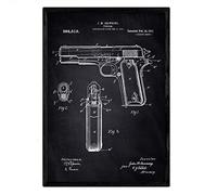 Nacnic stampa artistica brevetto pisola browning sfondo nero. Disegno d'igegneria, vecchie invenzioni e brevetti