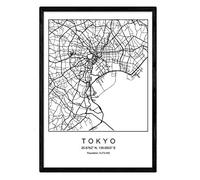 Nacnic Stampa artistica cartina geografica della città di Tokyo. Mappa della città dell'arte, stile nordico in bianco e nero. Giappone, Asia. Stampato su Carta da 250 Grammi di Alta Qualità.