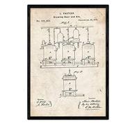 Nacnic stampa artistica con sfondo Vintage, brevetto birra a pressione macchinario e progetti. Invenzioni del XIX secolo e vecchi brevetti.