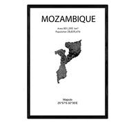 Nacnic Stampa artistica del Mozambico. Mappa Africa Orientale, stile nordico in bianco e nero. Poster paesi. Stampato su Carta da 250 Grammi di Alta Qualità.