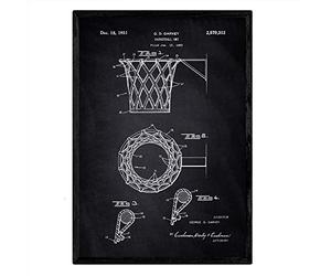 Nacnic Stampa artistica su sfondo nero brevetto canestro basket. Progetto cesto da pallacanestro.NBA. Vecchi brevetti. Vecchie invenzioni. Immagini stampate su Carta da 250 Grammi di Alta Qualità.