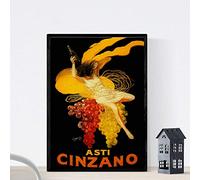 Nacnic stampa artistica vintage pubblicità Cinzano 1910. Asti. Manifesto d'epoca. Alcolici, liquori. 250 Grammi di Alta Qualità. Per arredare il tuo ristorante la tua casa e la tua cantina.