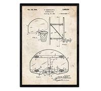 Nacnic Stampa artistica vintage su sfondo vintage brevetto canestro basket. progetto cesto da pallacanestro.NBA. vecchi brevetti. vecchie invenzioni. 250 Grammi di Alta Qualità.