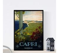Nacnic Stampa artistica vintage. Vecchi manifesti pubblicitari turismo Italia, Capri. immagini d'epoca.. 250 Grammi di Alta Qualità.