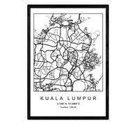 Nacnic Stampa Mappa della Città Stile scandinavo Kuala Lumpur in Bianco e Nero. Fotogramma A4 Carta Stampata No 250 gr. Dipinti, Stampe e manifesti per Soggiorno e Camera da Letto