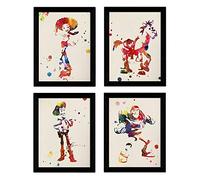 Nacnic Un insieme di quattro colori fogli di stile scoppio. Poster Toy Story, Buzz, Woody, Jessie e il colore del fondo cavallo acurela formato A3 senza cornice