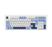 NACODEX Ajazz AK980 Tastiera meccanica da gioco wireless blu bianca, Tri-Mode BT5.0/2.4GHz/USB-C, tastiera personalizzata sostituibile a caldo, tastiera RGB retroilluminata per PC, tablet, PS/Xbox