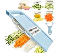 NACOLUS Mandolina affettatrice 5 in 1 per cucina, patatine fritte multi lama, taglia verdure, julienne e pelapatate per piccoli lavori in cucina, blu
