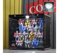 Naconmlet Vetrina in Acrilico Trasparente con Luci LED e Porta Magnetica, 4 Tier Teca Plexiglass Antipolvere per Oggetti da Collezione, Action Figure, Modellini (Nero - 13.4"x9"x12.6" inch)